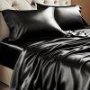 Satin Sheets Queen Size Bed Set  Luxury Soft Sheets for Hair and Skin