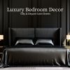 Satin Bed Sheets, Full Size Sheets Set, 4 Pcs Silky Bedding Set with 15 Inches Deep Pocket for Mattress (Full, Black)