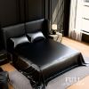 Satin Bed Sheets, Full Size Sheets Set, 4 Pcs Silky Bedding Set with 15 Inches Deep Pocket for Mattress (Full, Black)