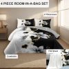 4 Piece Soft All-Season Washed Microfiber And Viscose Comforter Set ,  With Comforter, Sheet, Pillowcases & Shams, Print, Flowerd, Moisture-Wicking