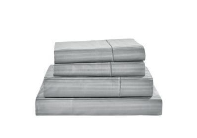 Kathy Ireland 500 Thread Count Damask Stripe Sheet Set (Color: Grey, size: Twin)