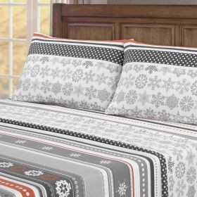 Kathy Ireland 100% Turkish Cotton Flannel Sheet Set (Color: Holiday Flurries, size: Queen)