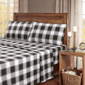 Kathy Ireland 100% Turkish Cotton Flannel Sheet Set (Color: Gingham Plaid, size: Twin XL)
