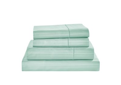 Kathy Ireland 500 Thread Count Damask Stripe Sheet Set (Color: Granite Green, size: King)