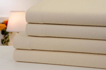 Bibb Home Solid Flannel 4 Piece Sheet Set (Color: Beige, size: Full)